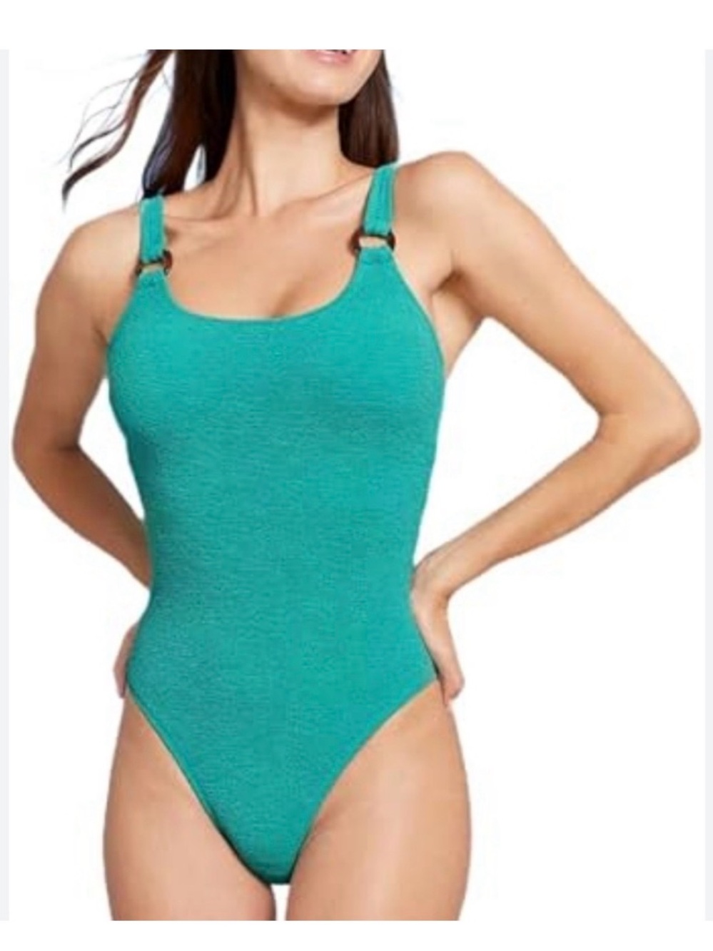 Shade & Shore Teal Textured One-Piece Swimsuit